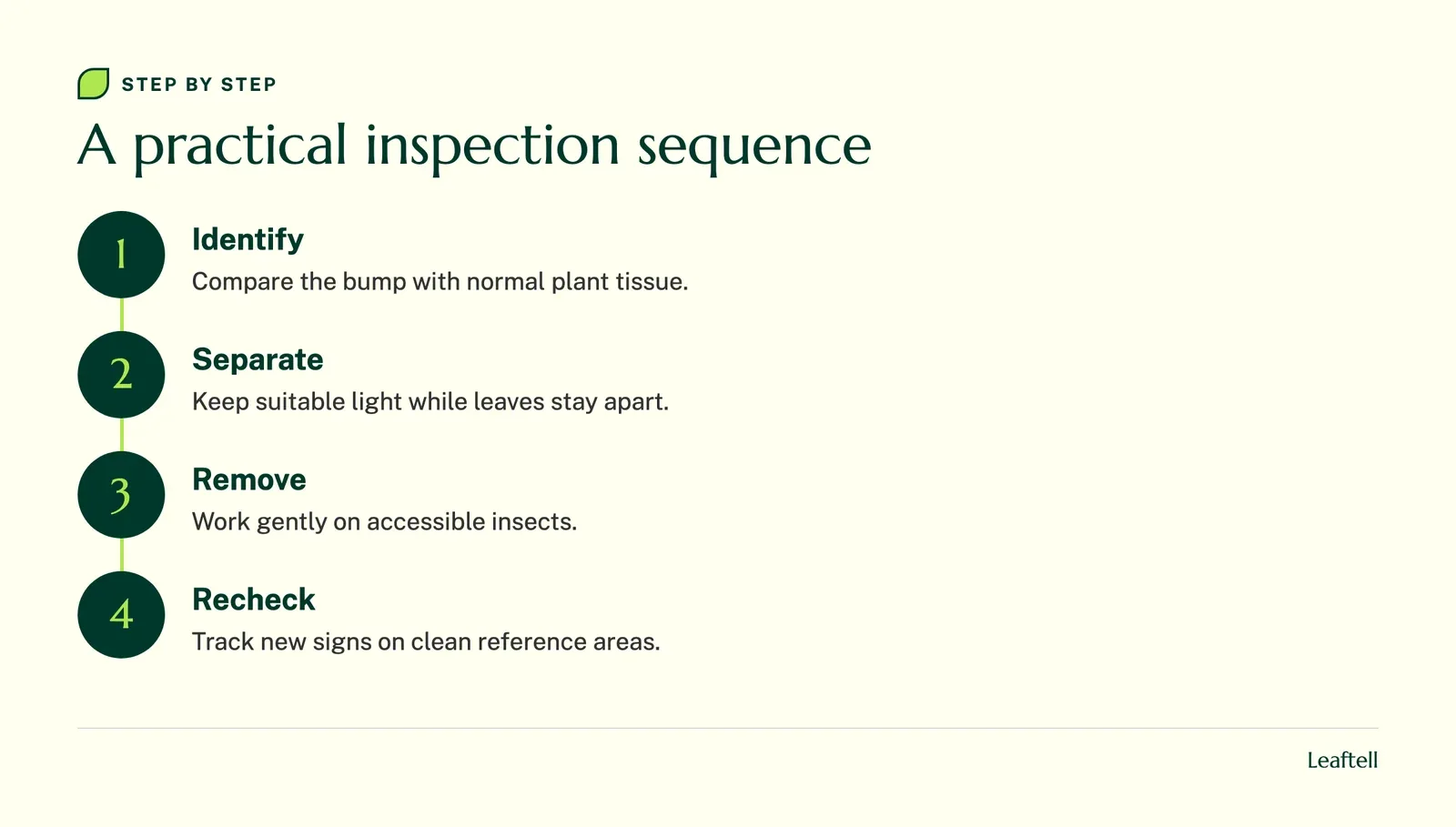 Flow chart showing the order of inspection and care checks